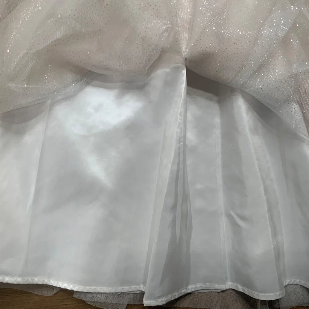 Sparkly Sequin Bodice Dress Cream and Silver Never Worn Tulle Underskirt